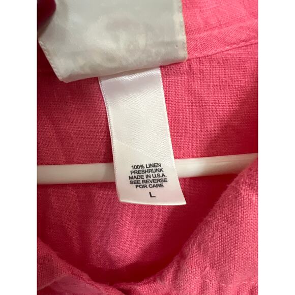 Tom Tom TomTom size large salmon color linen button down top - Picture 3 of 4